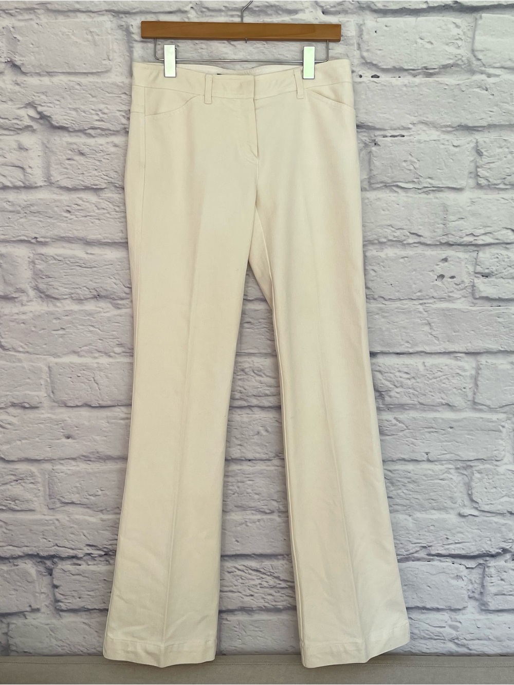 Theory Cream Boot-Cut Dress Pants